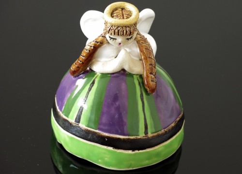 Angel with a bell (purple and green)