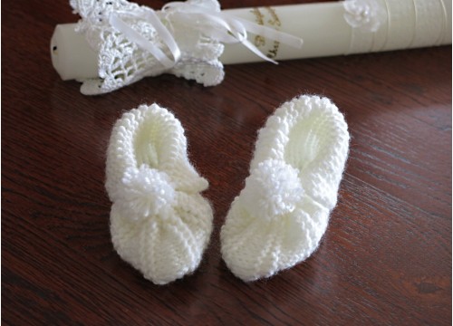 Hand-made crochet white shoes