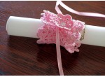 Pink crochet candle cover