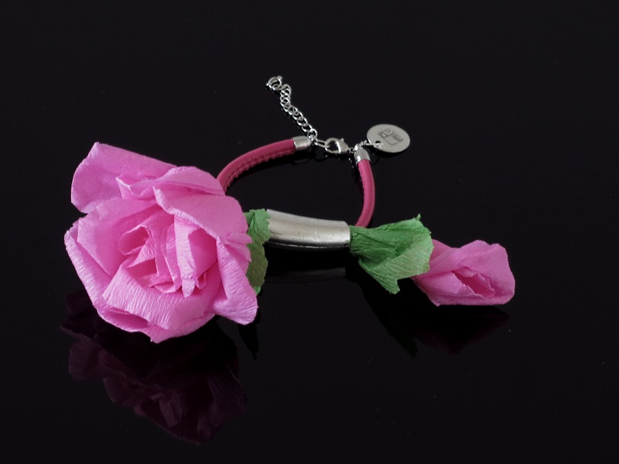 bizuteria autorska kolekcja kolorowa bransoletka z roza